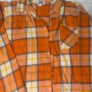 American Eagle Outfitters Orange and Yellow Plaid Shirt